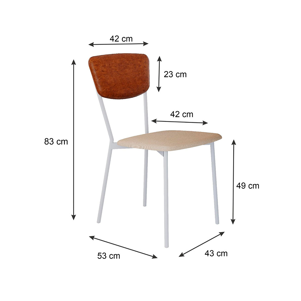 Conjunto com 4 Cadeiras Retrô Poliéster Areia e Caramelo com Branco
