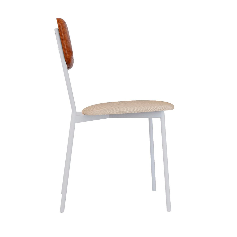 Conjunto com 4 Cadeiras Retrô Poliéster Areia e Caramelo com Branco