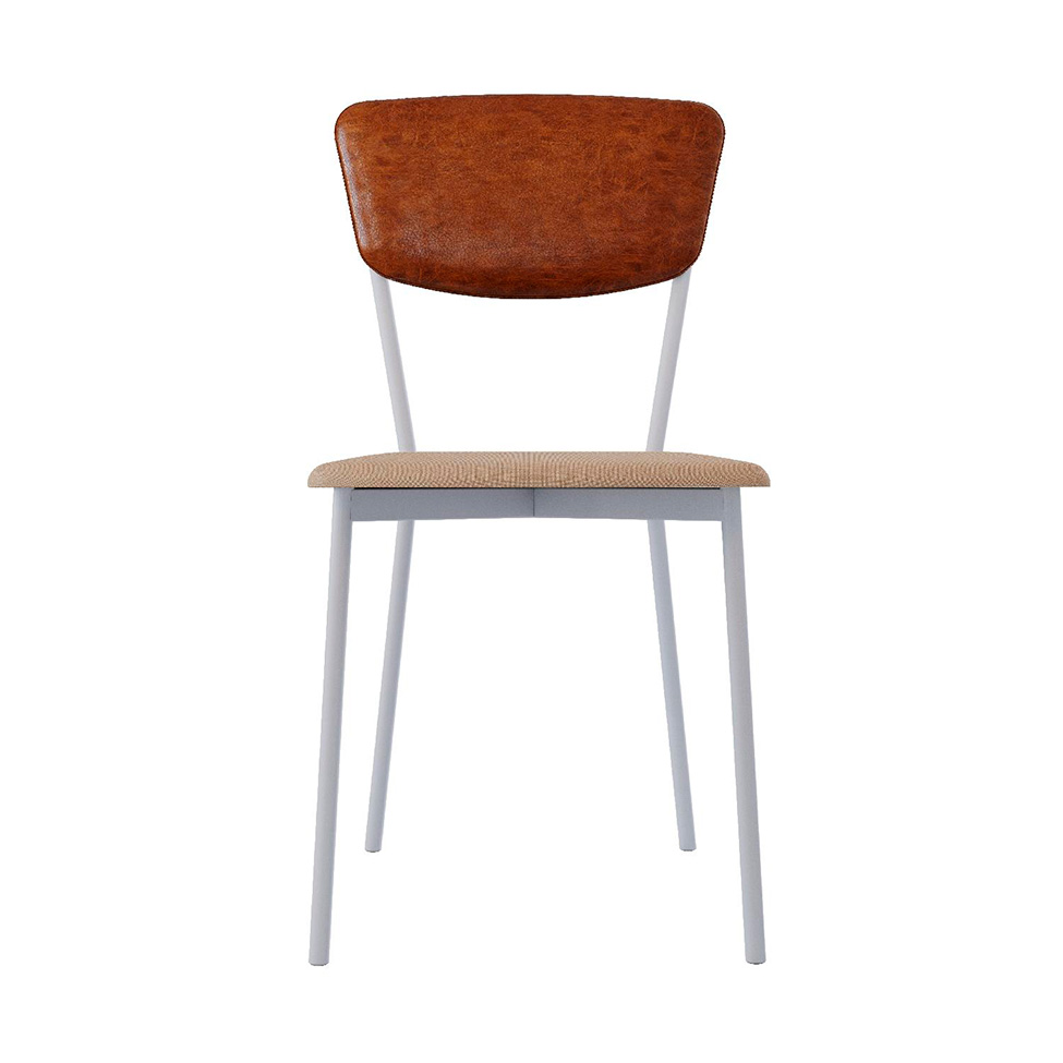 Conjunto com 4 Cadeiras Retrô Poliéster Areia e Caramelo com Branco