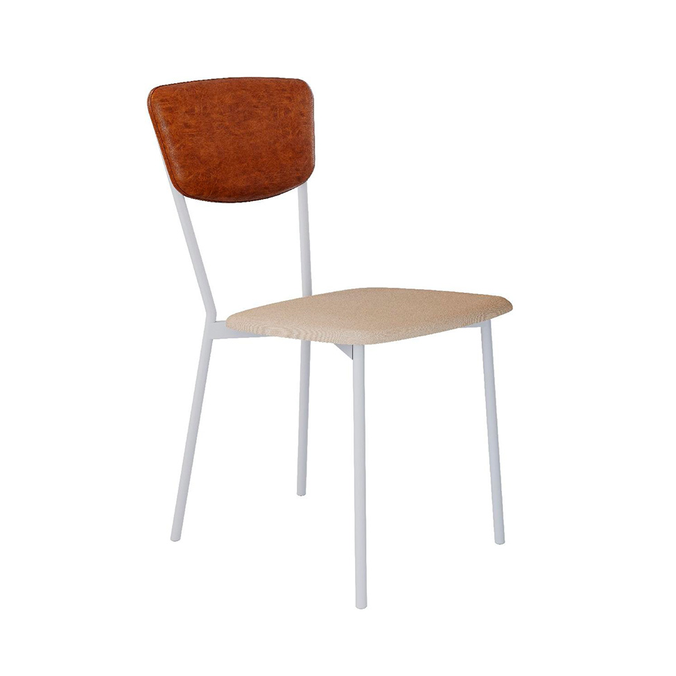 Conjunto com 4 Cadeiras Retrô Poliéster Areia e Caramelo com Branco