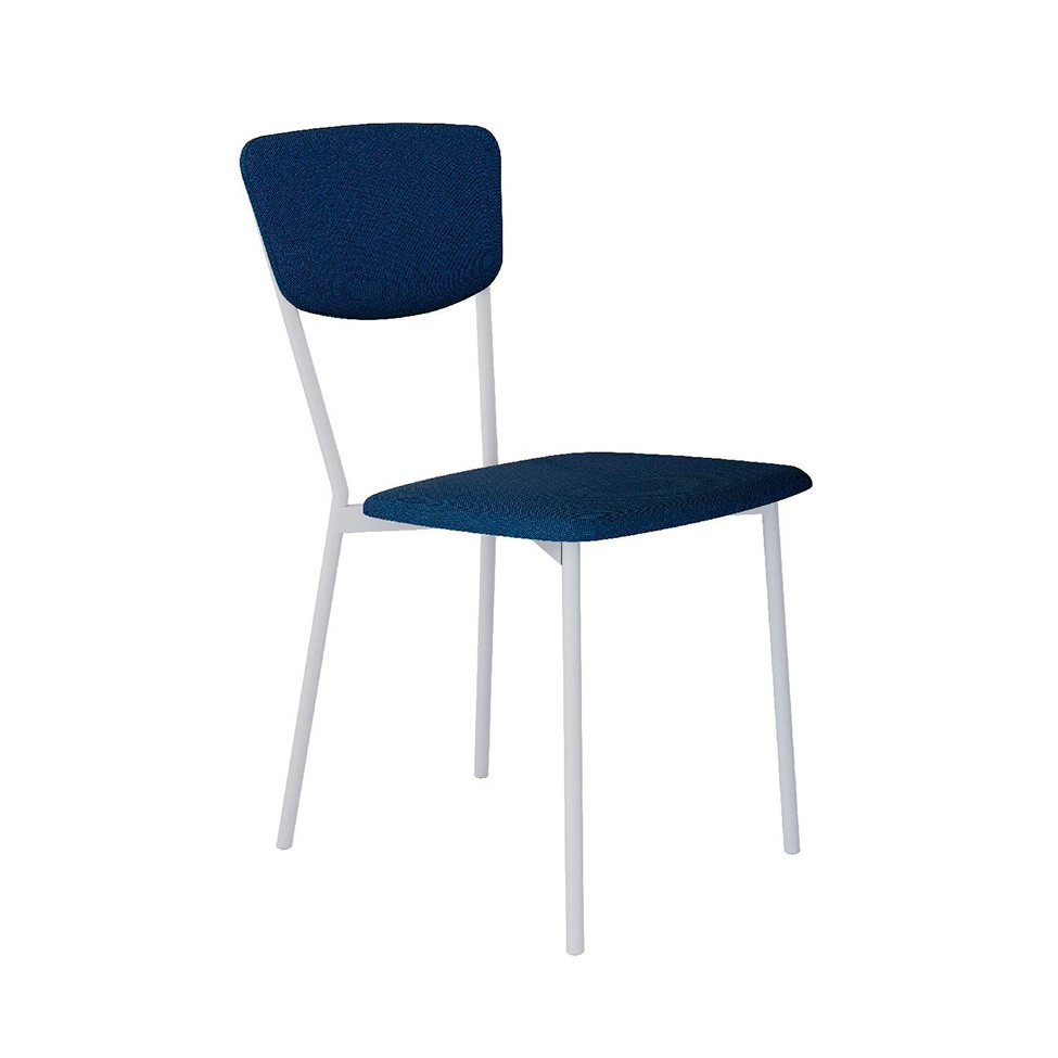 Conjunto com 4 Cadeiras Retrô Poliéster Azul e Branco