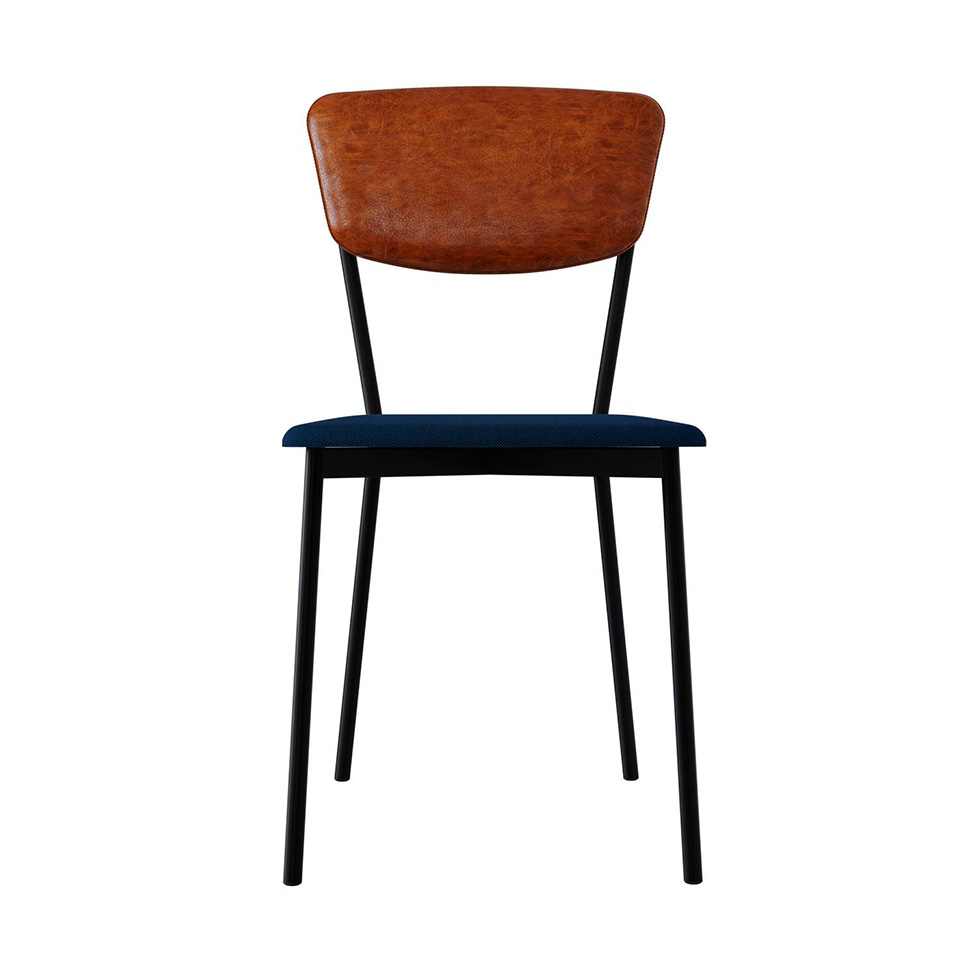 Conjunto com 4 Cadeiras Retrô Poliéster Azul e Caramelo