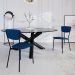 Conjunto com 4 Cadeiras Retrô Poliéster Azul e Preto