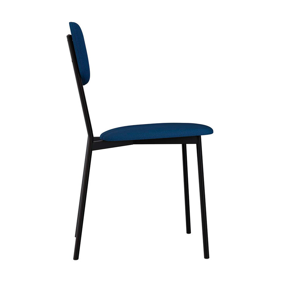 Conjunto com 4 Cadeiras Retrô Poliéster Azul e Preto