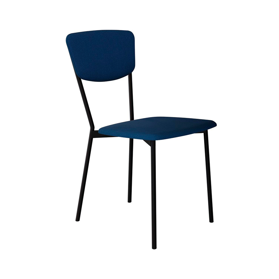 Conjunto com 4 Cadeiras Retrô Poliéster Azul e Preto