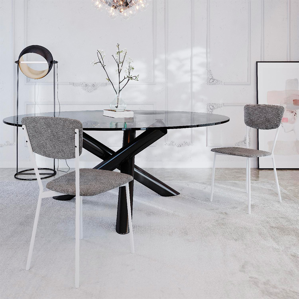 Conjunto com 4 Cadeiras Retrô Poliéster Prata e Branco
