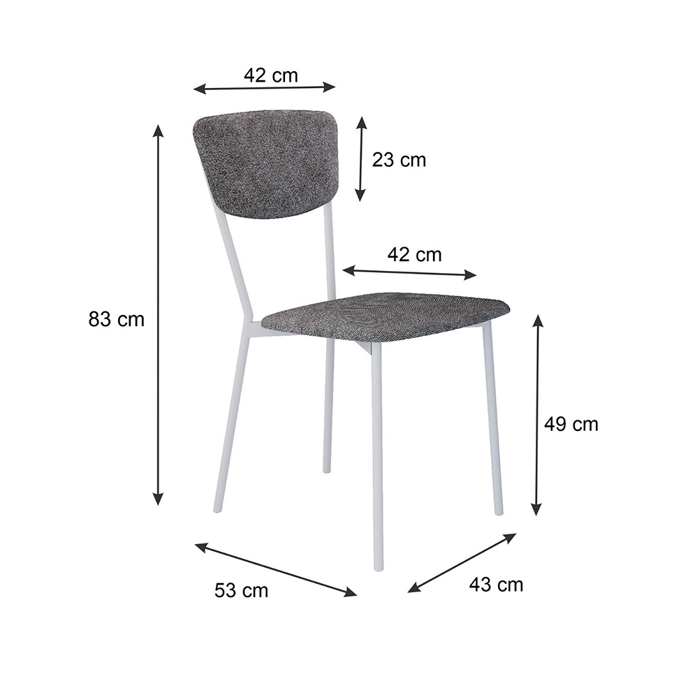 Conjunto com 4 Cadeiras Retrô Poliéster Prata e Branco
