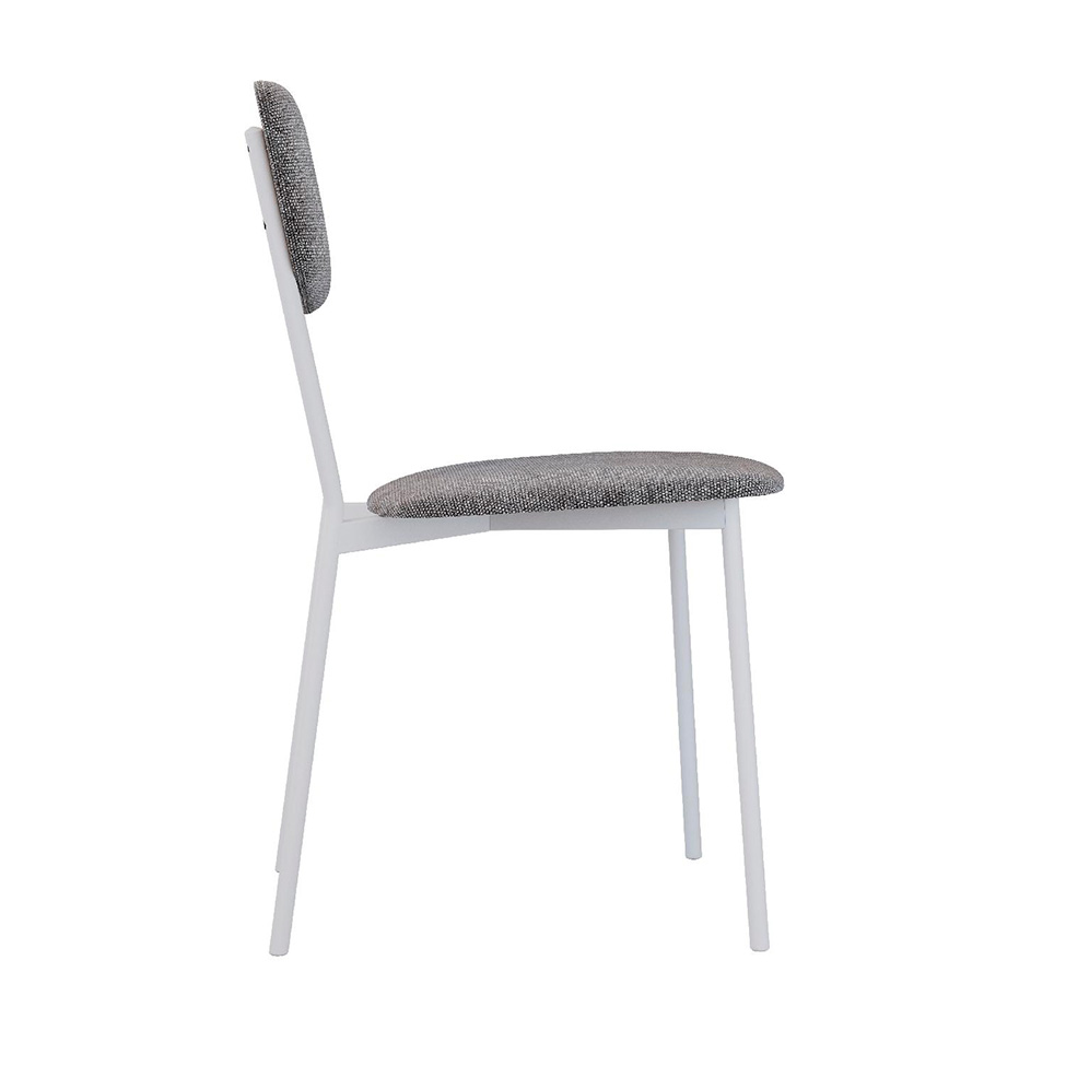 Conjunto com 4 Cadeiras Retrô Poliéster Prata e Branco