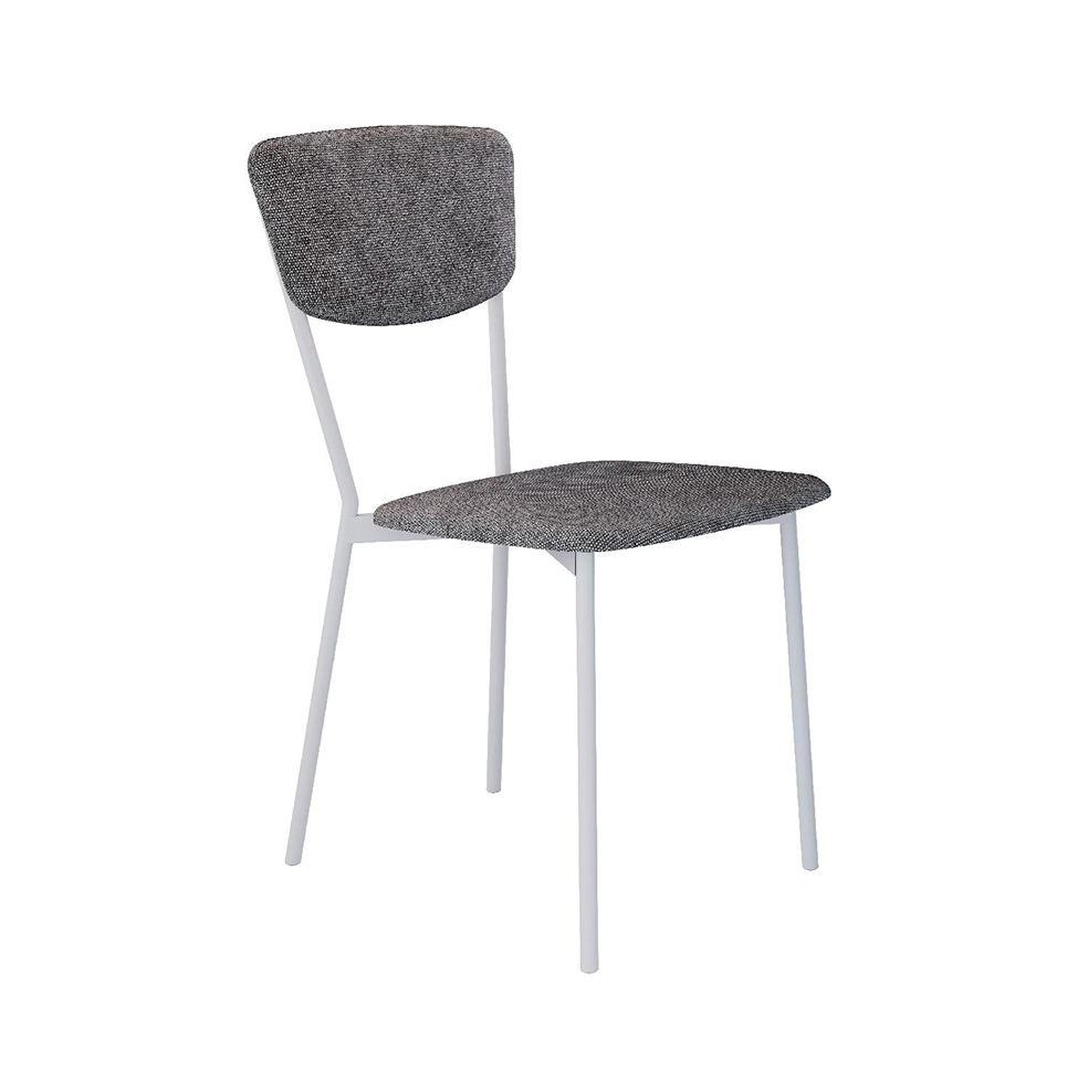 Conjunto com 4 Cadeiras Retrô Poliéster Prata e Branco