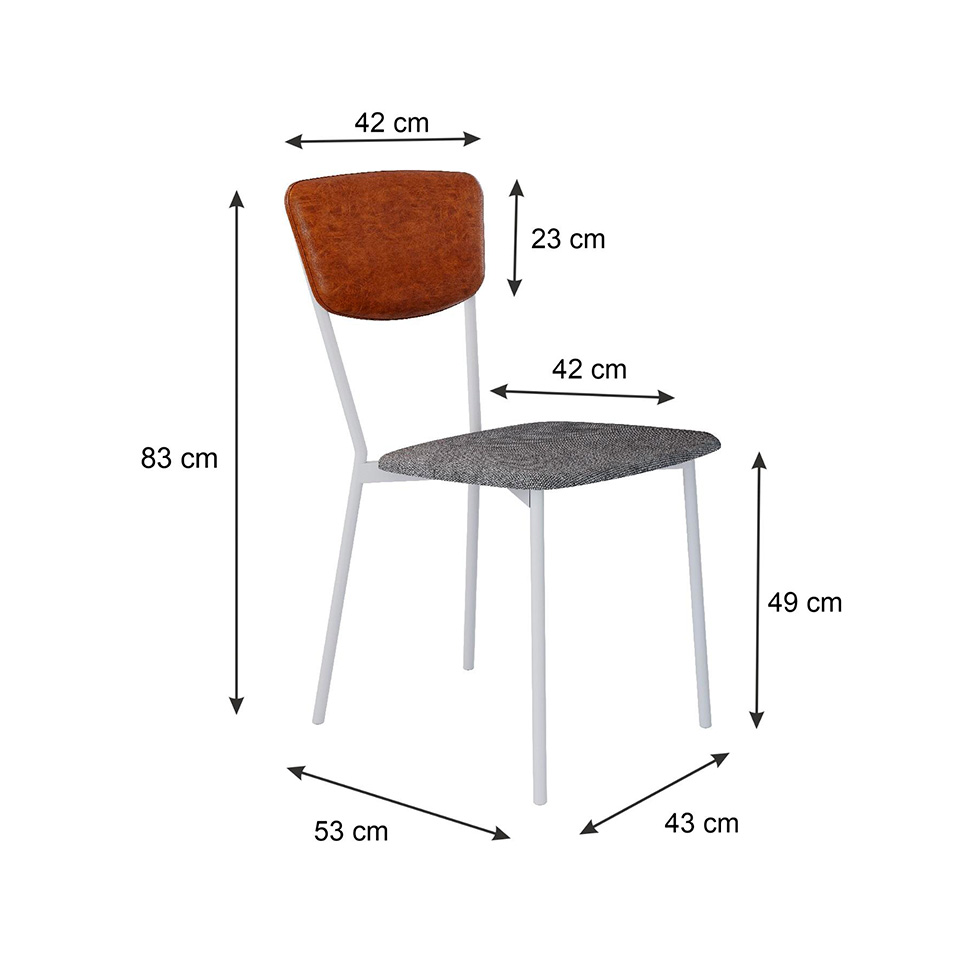 Conjunto com 4 Cadeiras Retrô Poliéster Prata e Caramelo com Branco