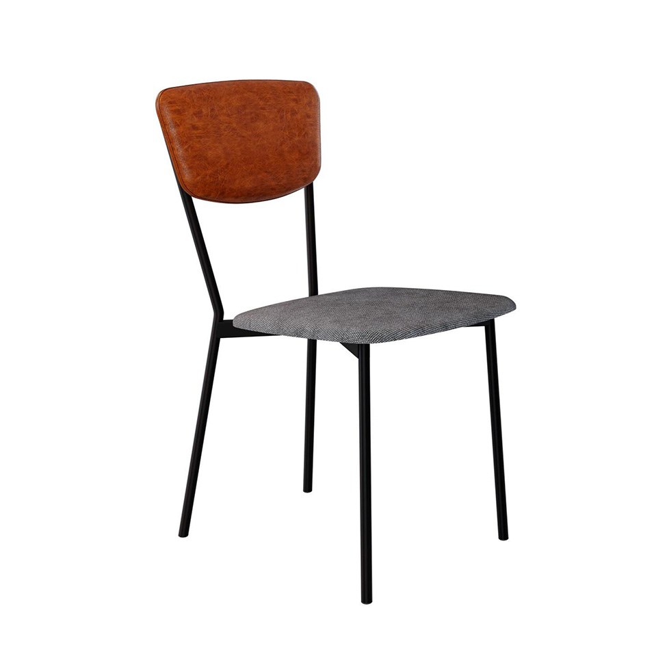 Conjunto com 4 Cadeiras Retrô Poliéster Prata e Caramelo com Preto