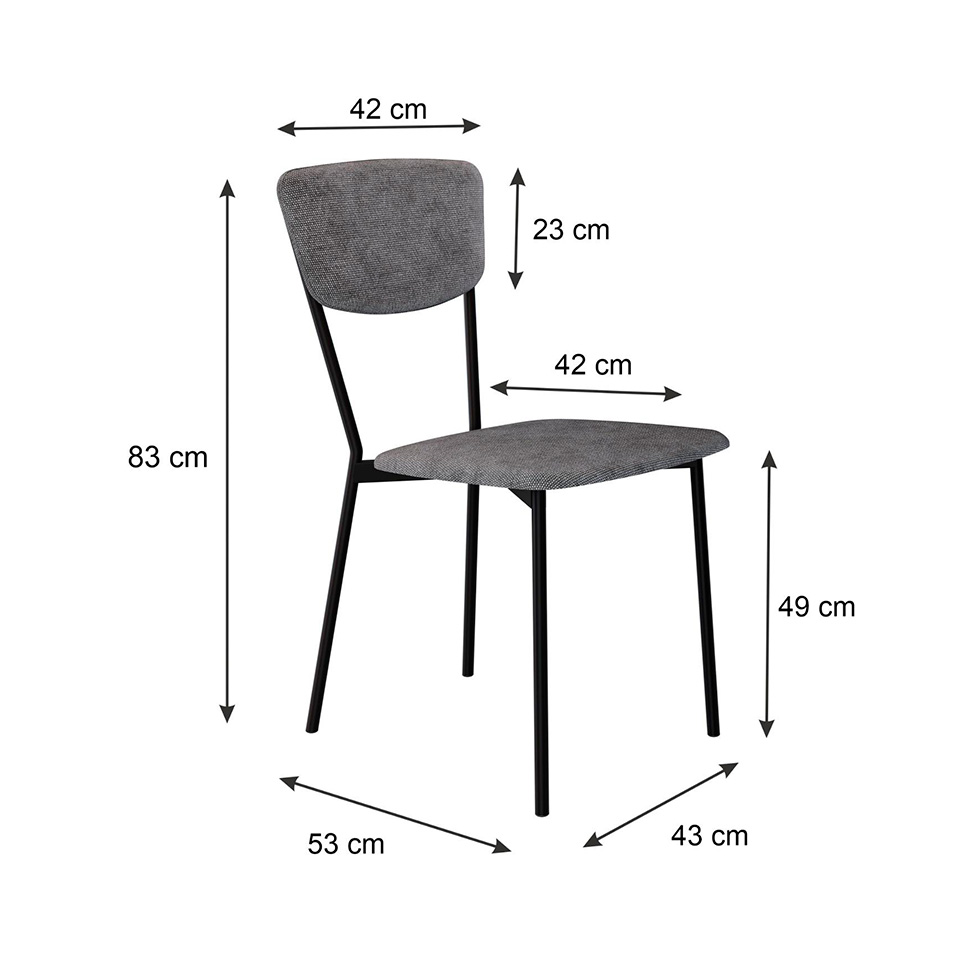 Conjunto com 4 Cadeiras Retrô Poliéster Prata e Preto