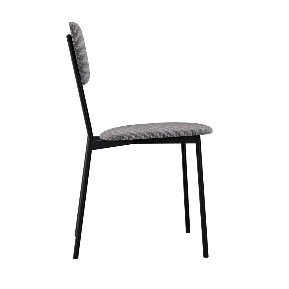 Conjunto com 4 Cadeiras Retrô Poliéster Prata e Preto