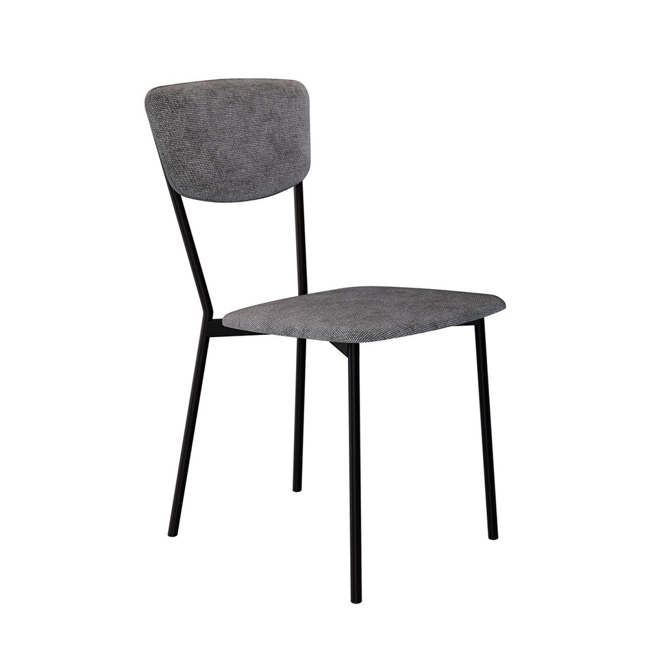 Conjunto com 4 Cadeiras Retrô Poliéster Prata e Preto