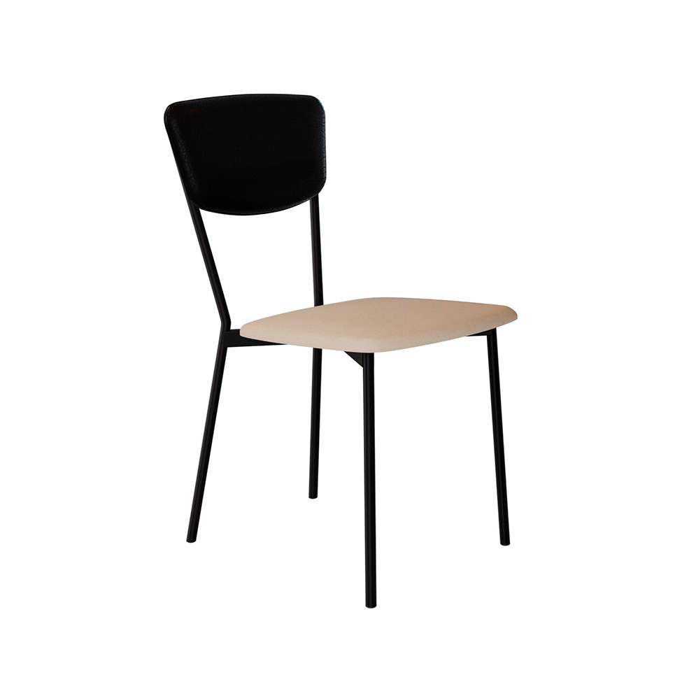 Conjunto com 4 Cadeiras Retrô Poliéster Preto e Areia
