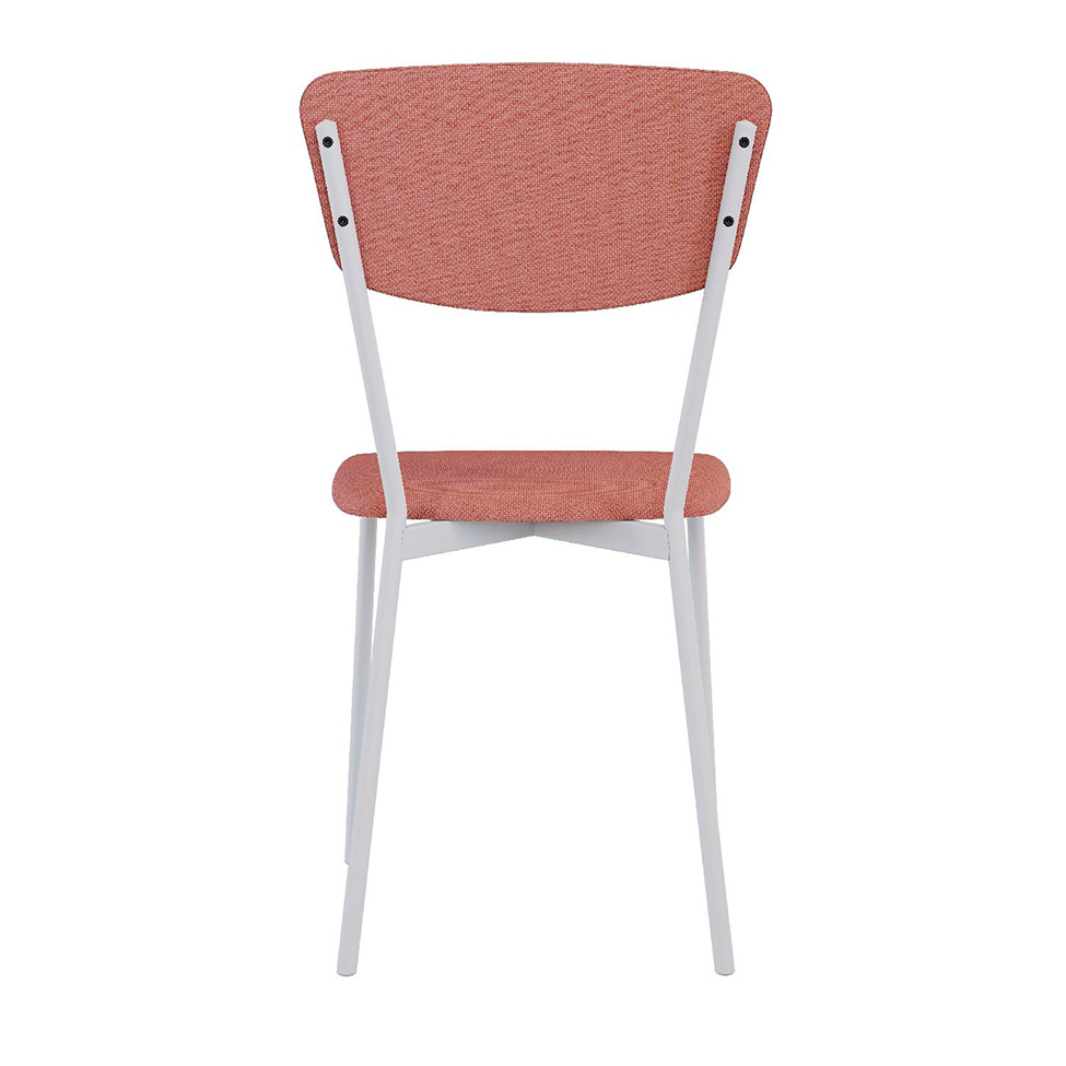 Conjunto com 4 Cadeiras Retrô Poliéster Rosa e Branco