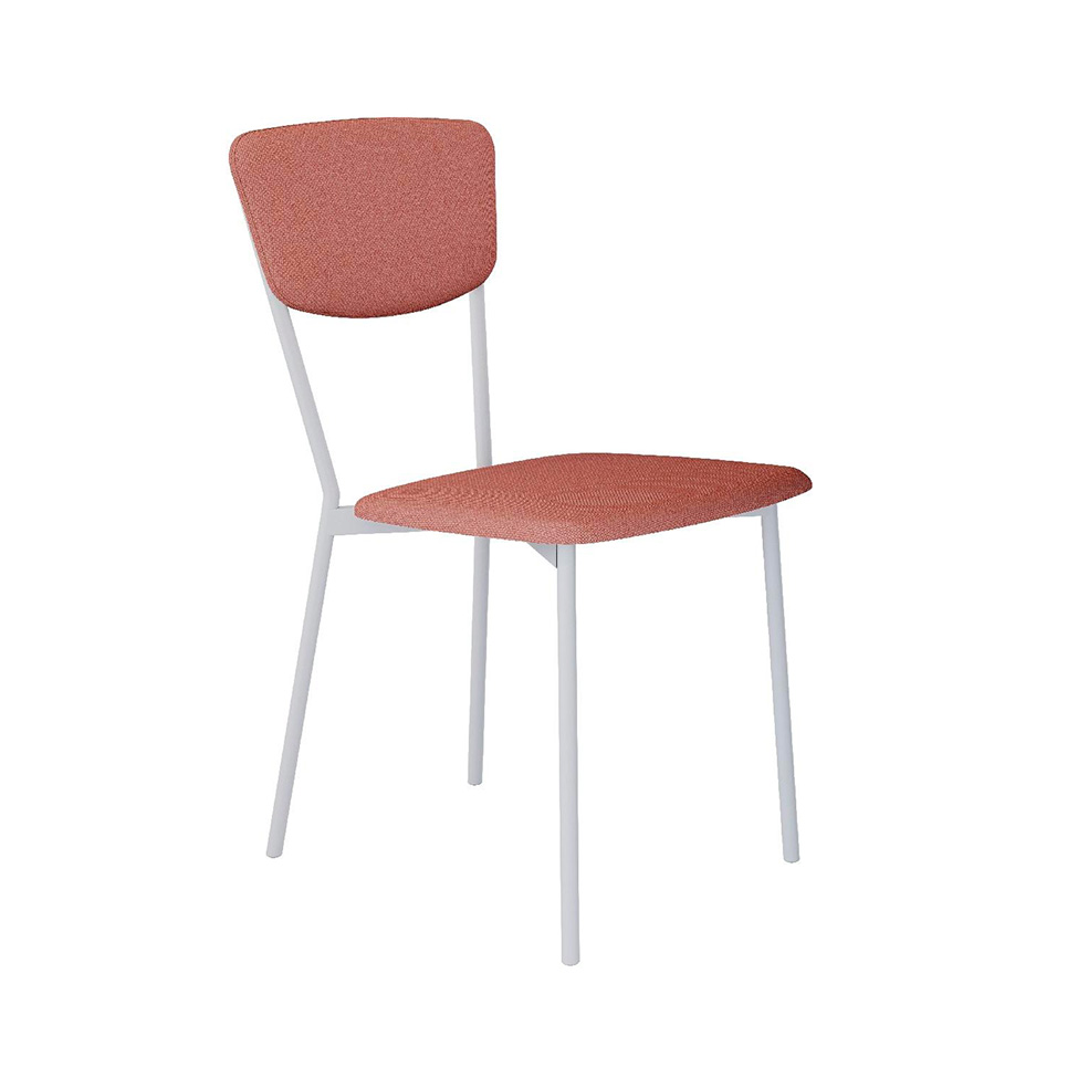 Conjunto com 4 Cadeiras Retrô Poliéster Rosa e Branco