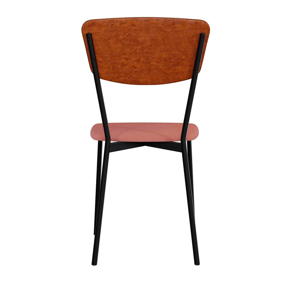 Conjunto com 4 Cadeiras Retrô Poliéster Rosa e Caramelo com Preto