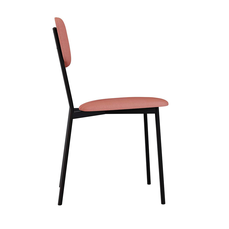 Conjunto com 4 Cadeiras Retrô Poliéster Rosa e Preto