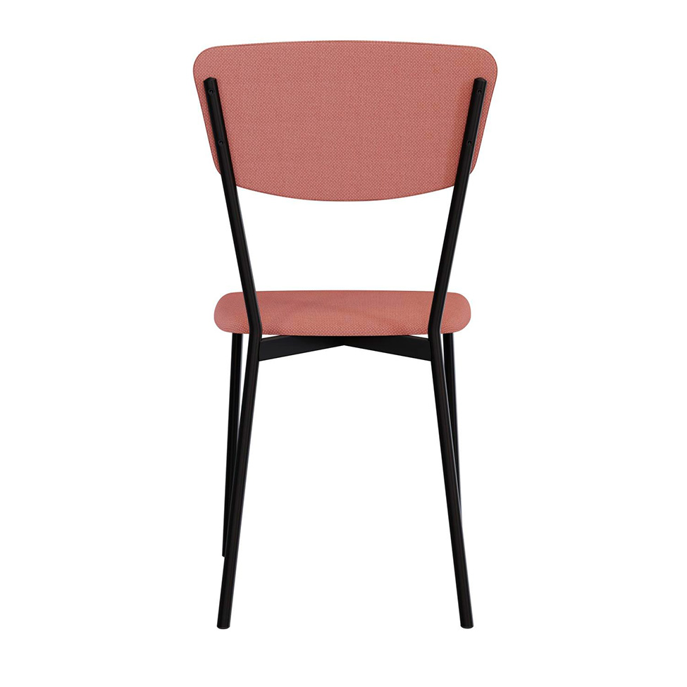 Conjunto com 4 Cadeiras Retrô Poliéster Rosa e Preto