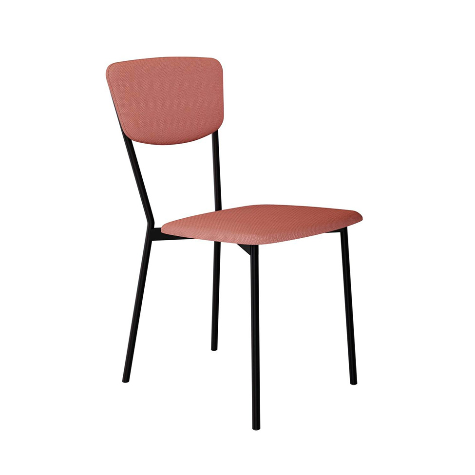 Conjunto com 4 Cadeiras Retrô Poliéster Rosa e Preto