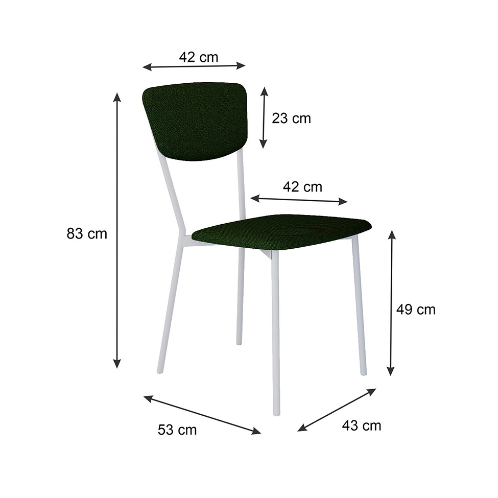 Conjunto com 4 Cadeiras Retrô Poliéster Verde Musgo e Branco