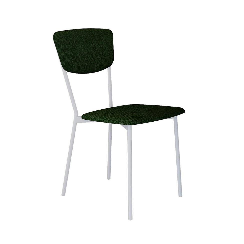 Conjunto com 4 Cadeiras Retrô Poliéster Verde Musgo e Branco