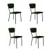 Conjunto com 4 Cadeiras Retrô Poliéster Verde Musgo e Preto