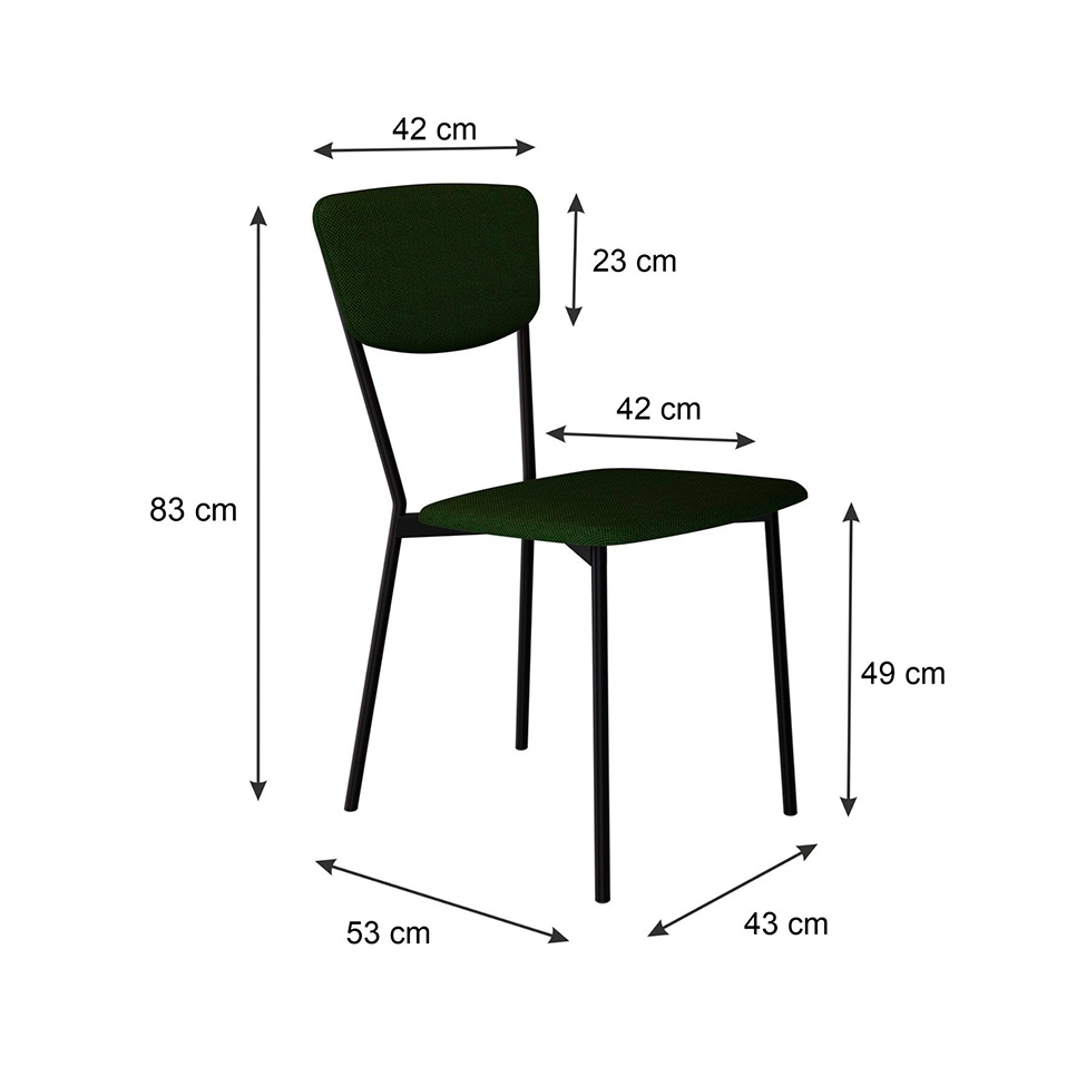 Conjunto com 4 Cadeiras Retrô Poliéster Verde Musgo e Preto