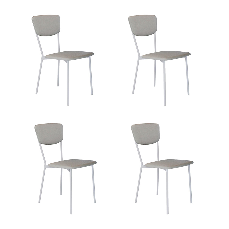 Conjunto com 4 Cadeiras Retrô Revestimento Sintético Cinza Claro e Branco