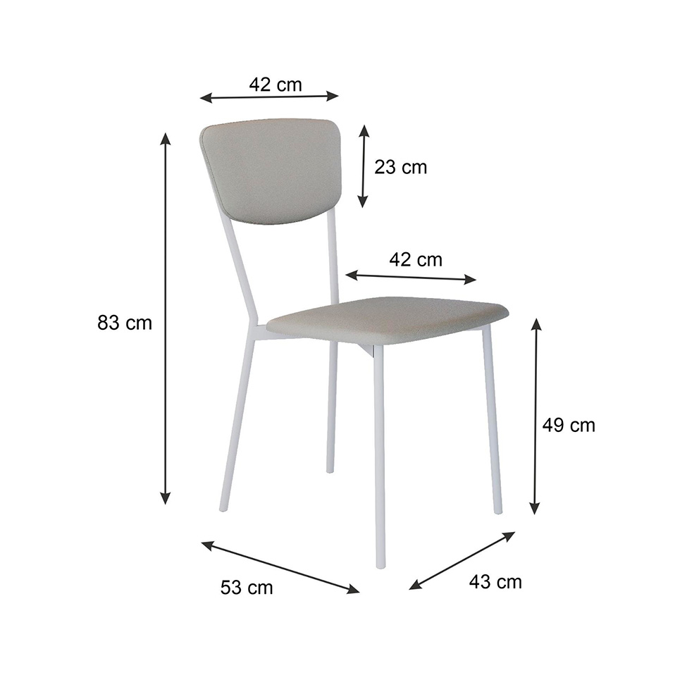 Conjunto com 4 Cadeiras Retrô Revestimento Sintético Cinza Claro e Branco