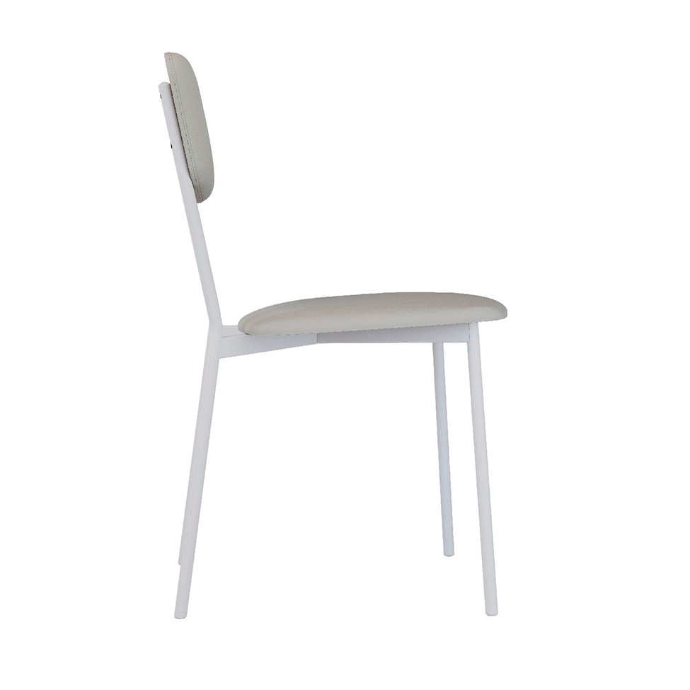 Conjunto com 4 Cadeiras Retrô Revestimento Sintético Cinza Claro e Branco