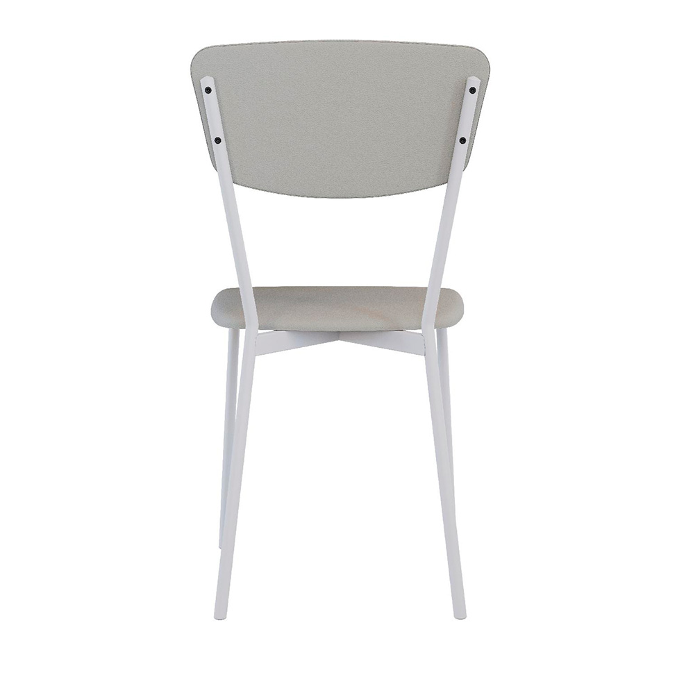 Conjunto com 4 Cadeiras Retrô Revestimento Sintético Cinza Claro e Branco