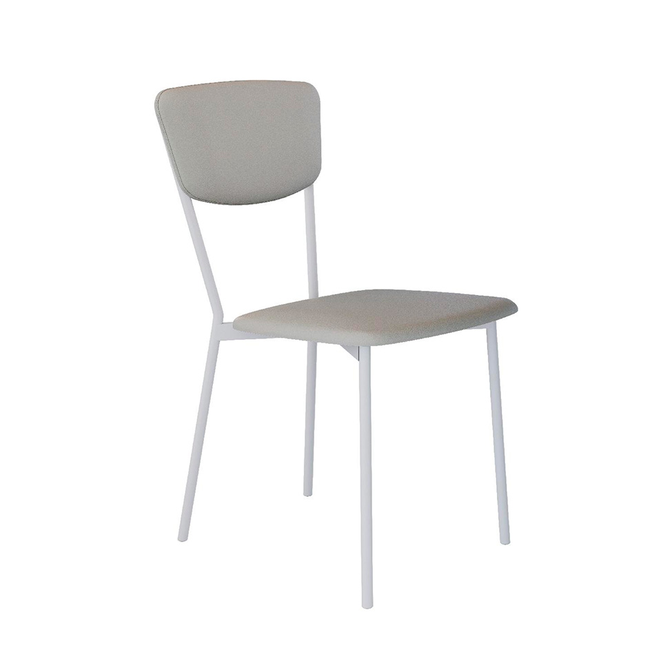 Conjunto com 4 Cadeiras Retrô Revestimento Sintético Cinza Claro e Branco