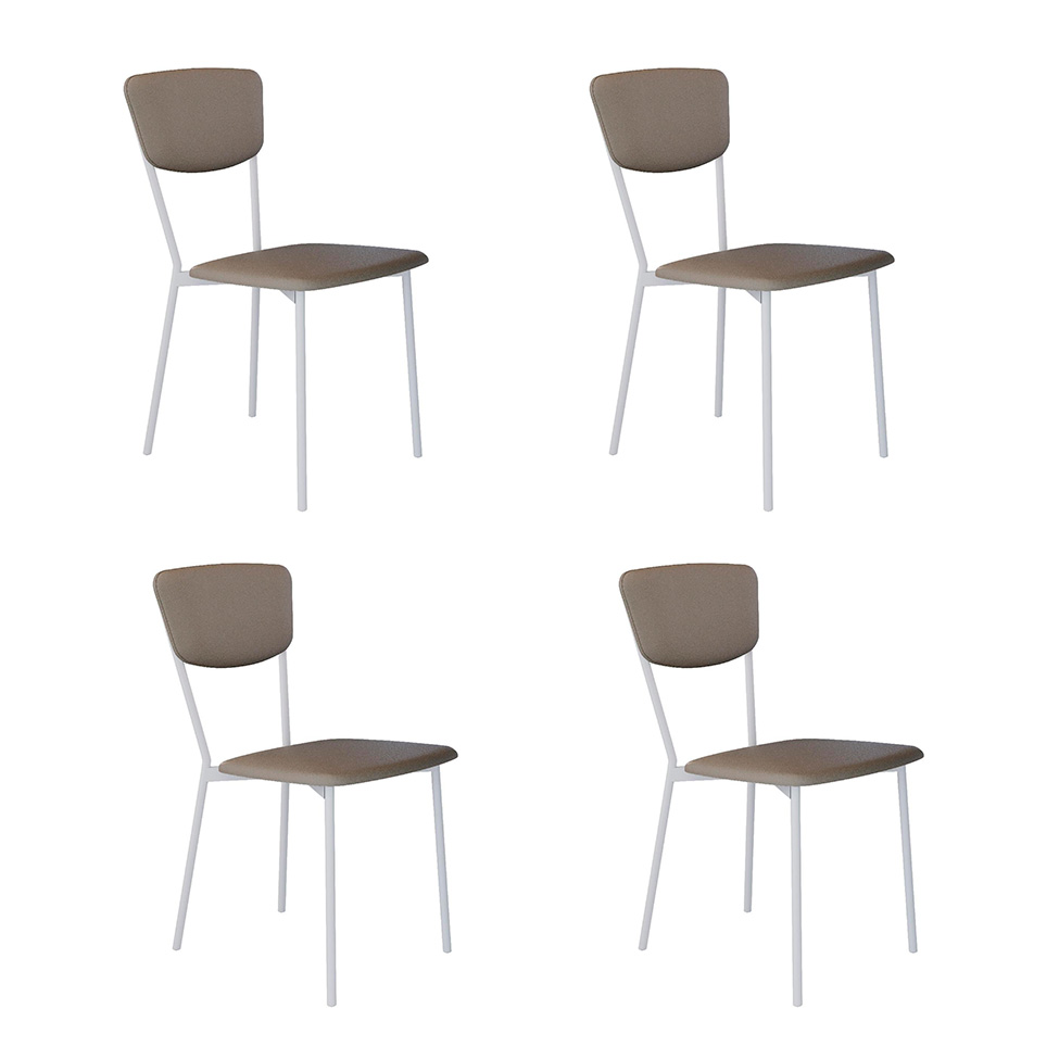 Conjunto com 4 Cadeiras Retrô Revestimento Sintético Cinza e Branco