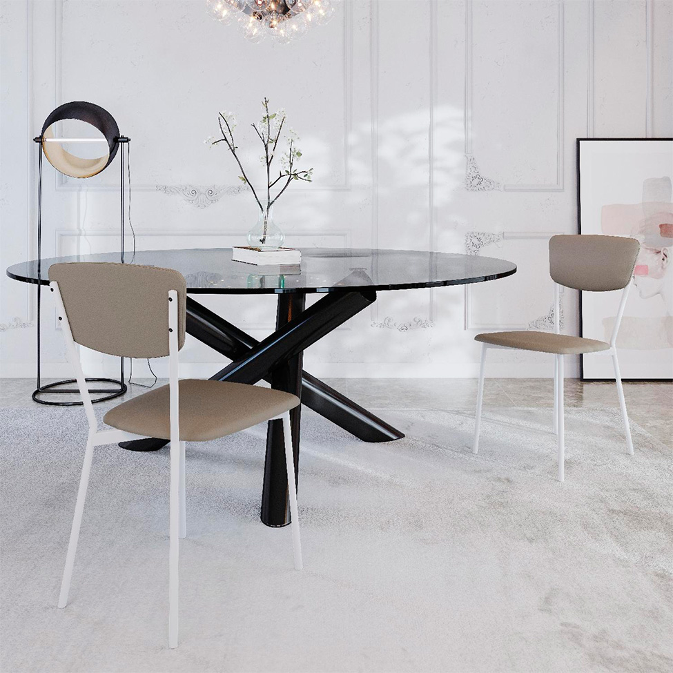 Conjunto com 4 Cadeiras Retrô Revestimento Sintético Cinza e Branco