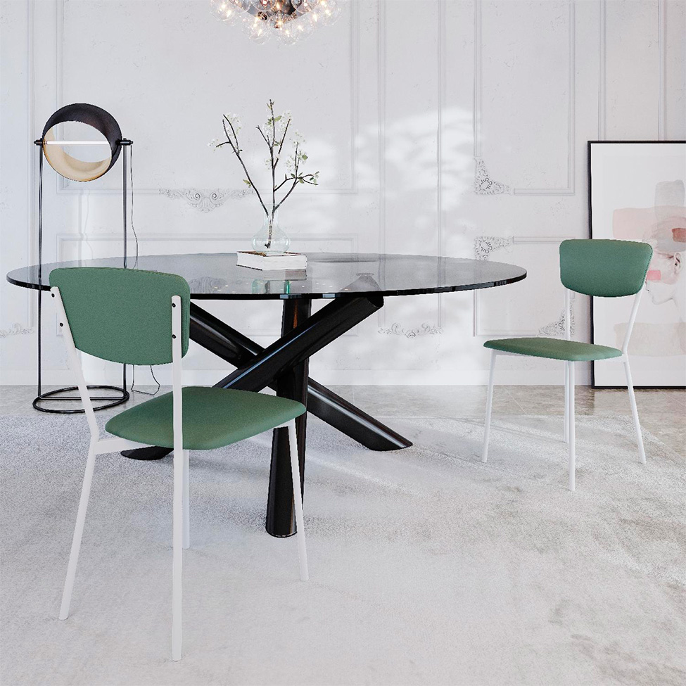 Conjunto com 4 Cadeiras Retrô Revestimento Sintético Verde e Branco