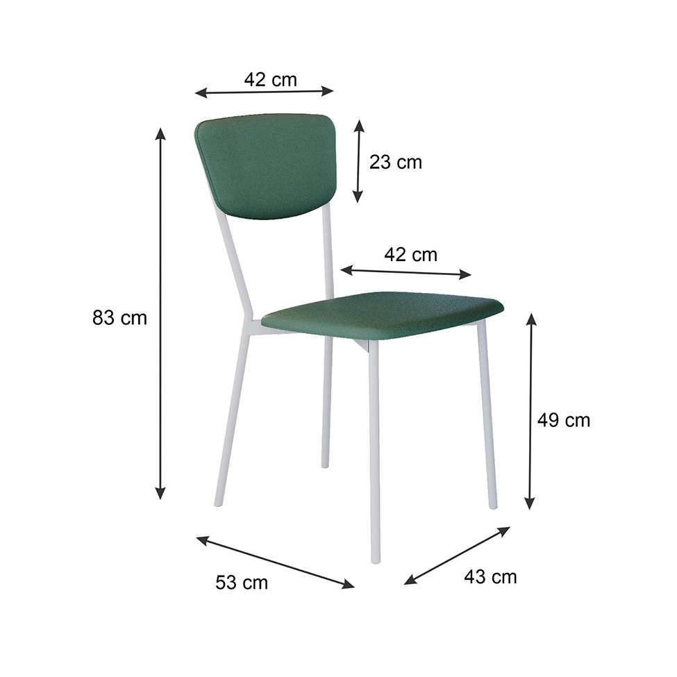 Conjunto com 4 Cadeiras Retrô Revestimento Sintético Verde e Branco