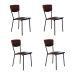 Conjunto com 4 Cadeiras Retrô Revestivemento Sintético Café e Preto