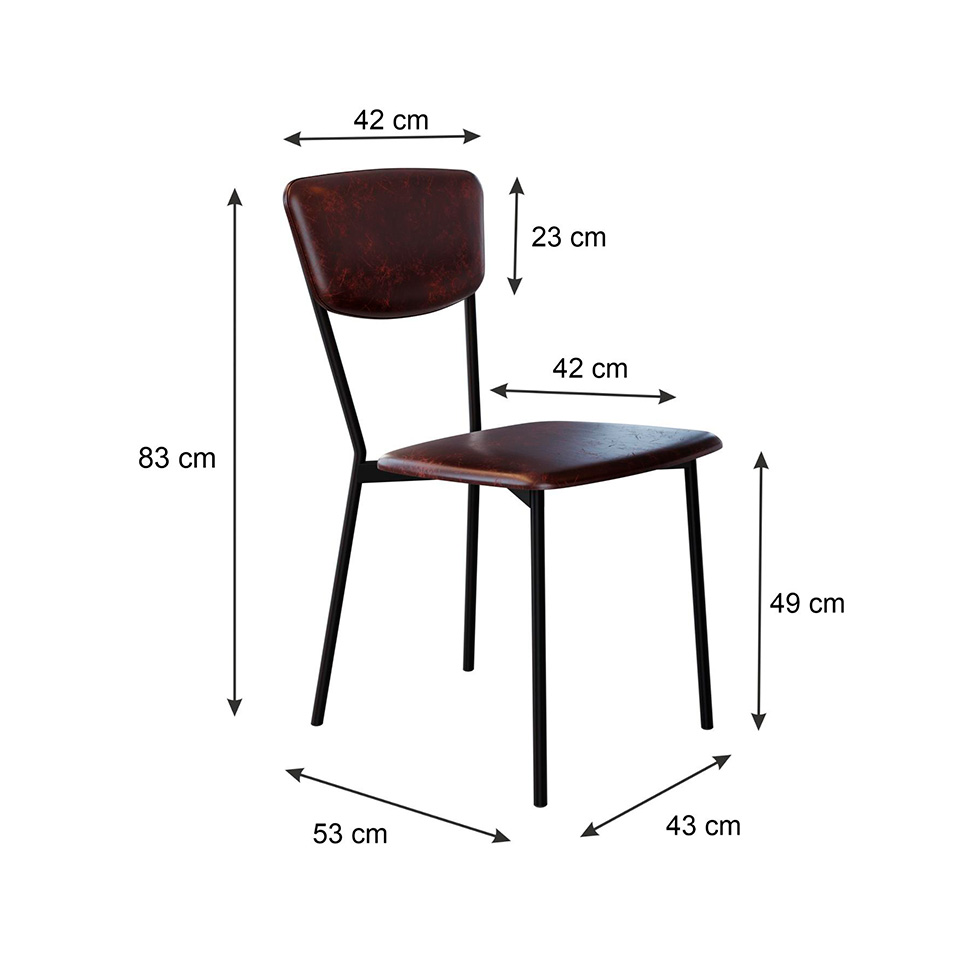Conjunto com 4 Cadeiras Retrô Revestivemento Sintético Café e Preto