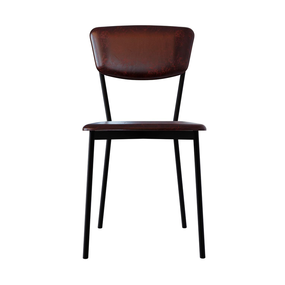 Conjunto com 4 Cadeiras Retrô Revestivemento Sintético Café e Preto
