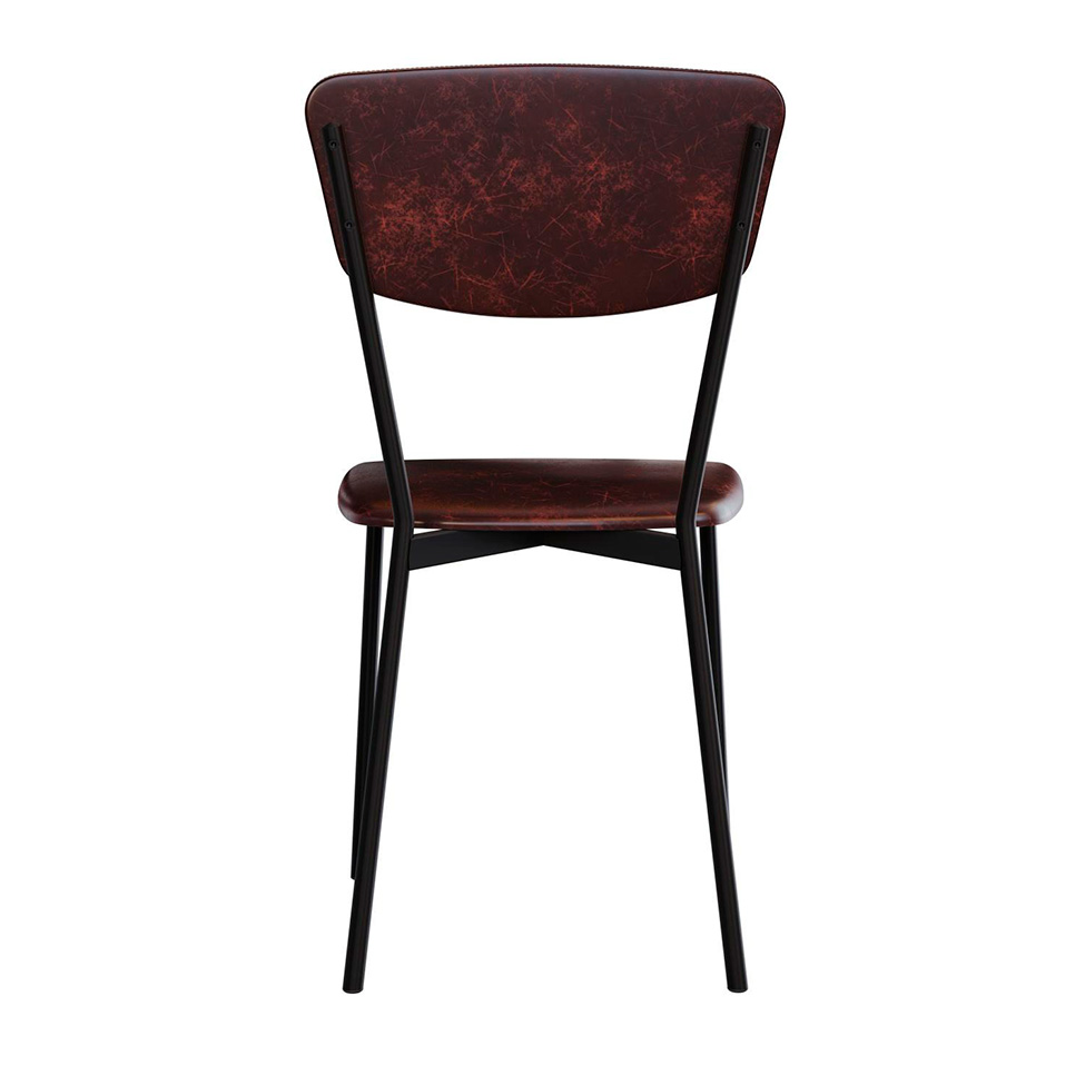 Conjunto com 4 Cadeiras Retrô Revestivemento Sintético Café e Preto