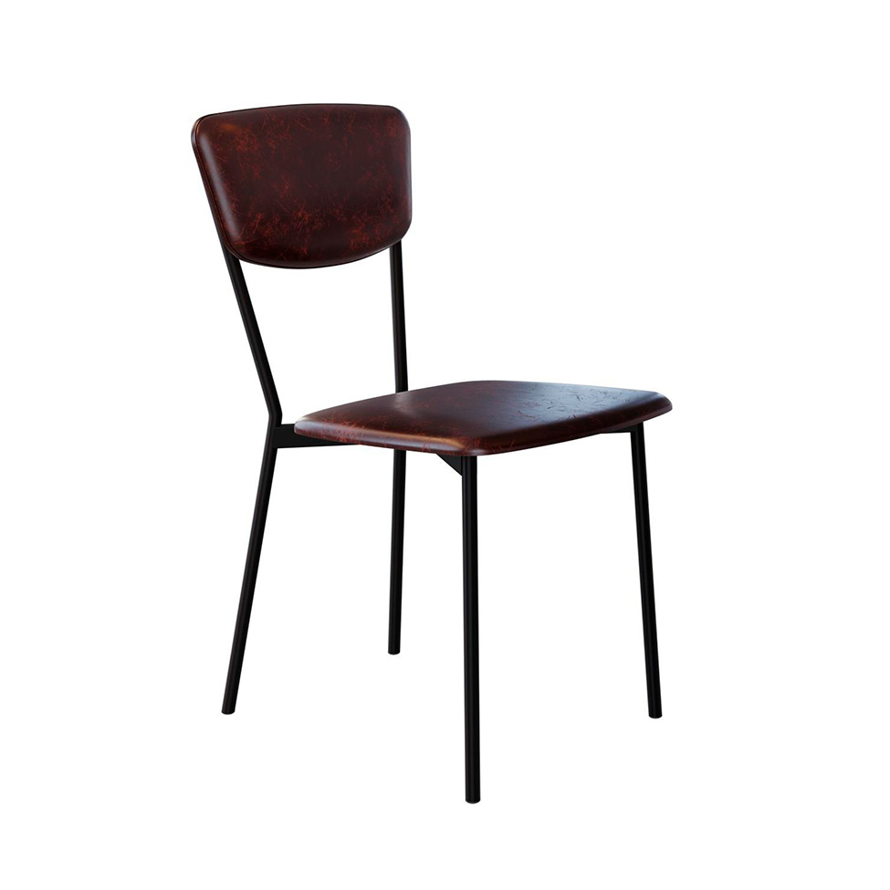 Conjunto com 4 Cadeiras Retrô Revestivemento Sintético Café e Preto