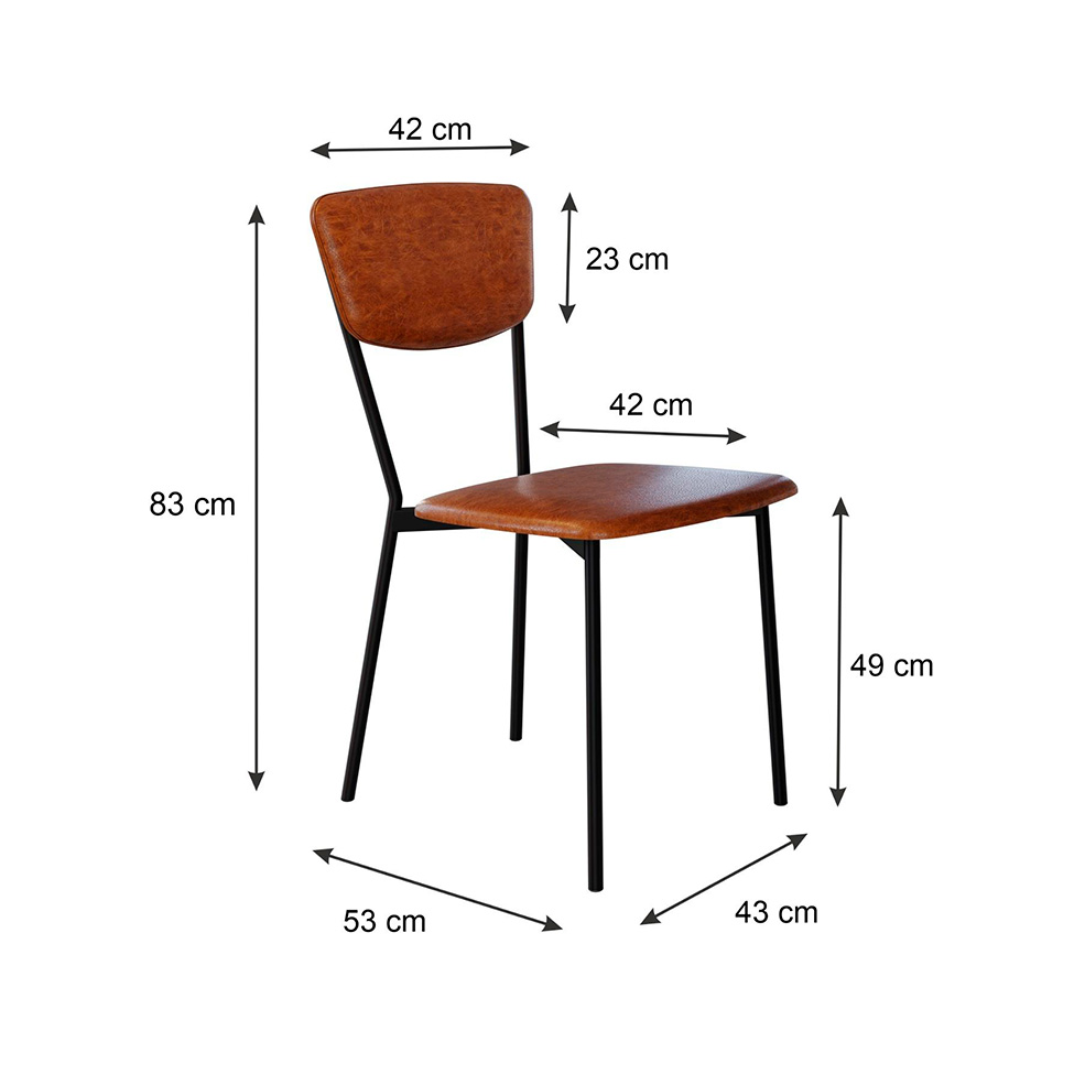 Conjunto com 4 Cadeiras Retrô Revestivemento Sintético Caramelo e Preto