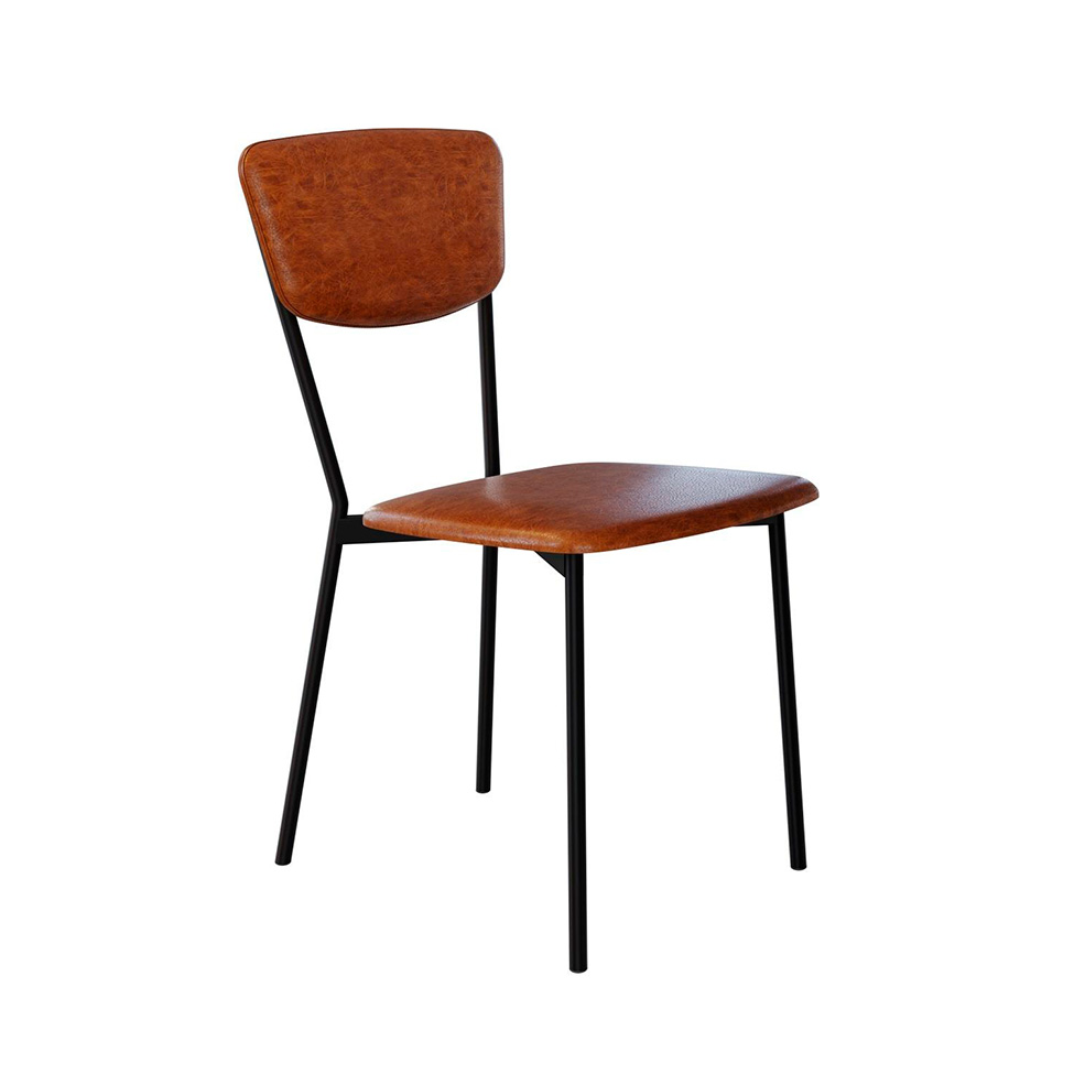 Conjunto com 4 Cadeiras Retrô Revestivemento Sintético Caramelo e Preto