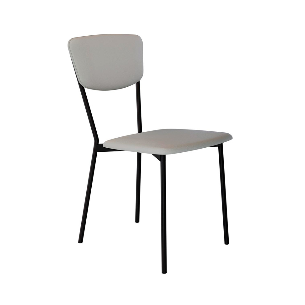 Conjunto com 4 Cadeiras Retrô Revestivemento Sintético Cinza Claro e Preto