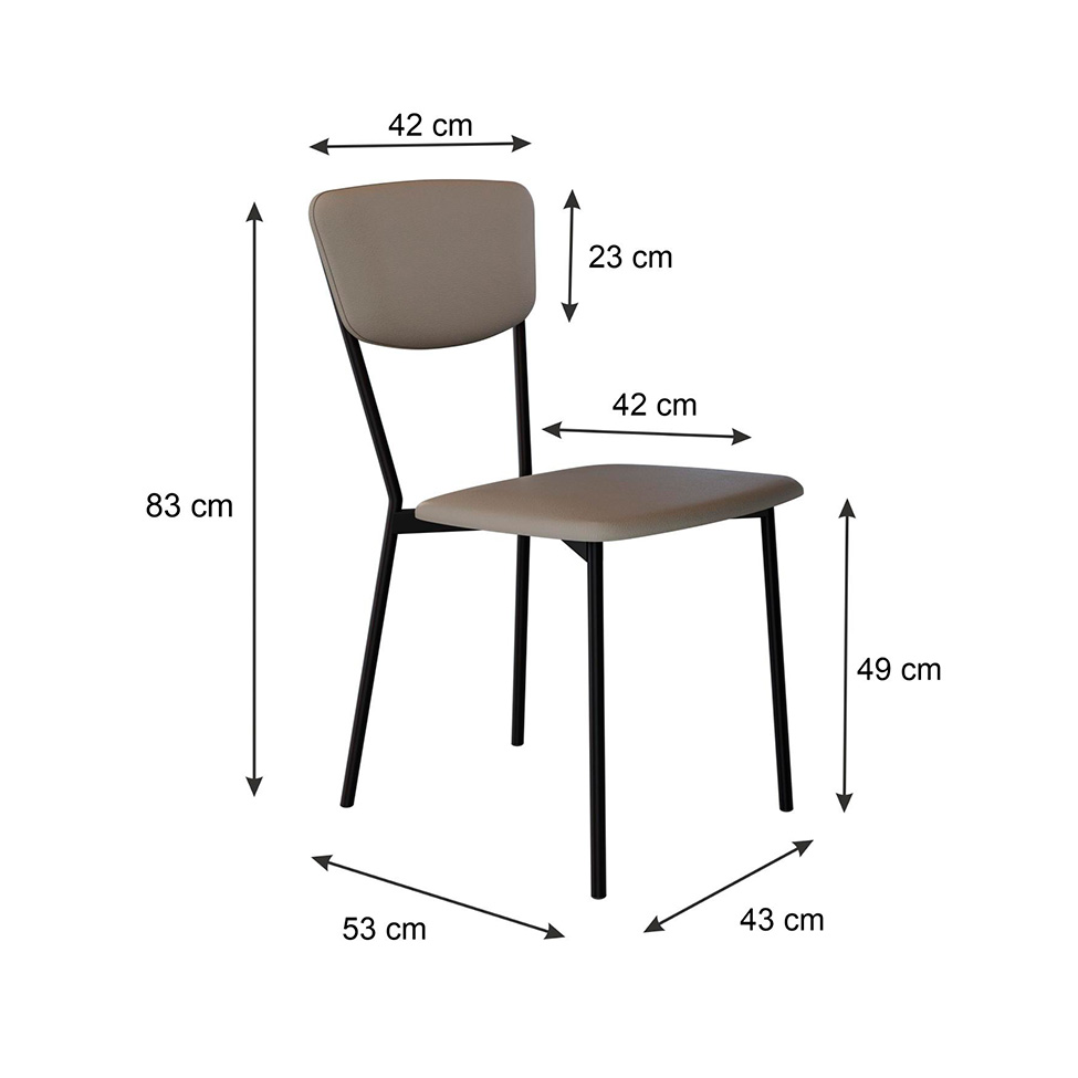 Conjunto com 4 Cadeiras Retrô Revestivemento Sintético Cinza e Preto