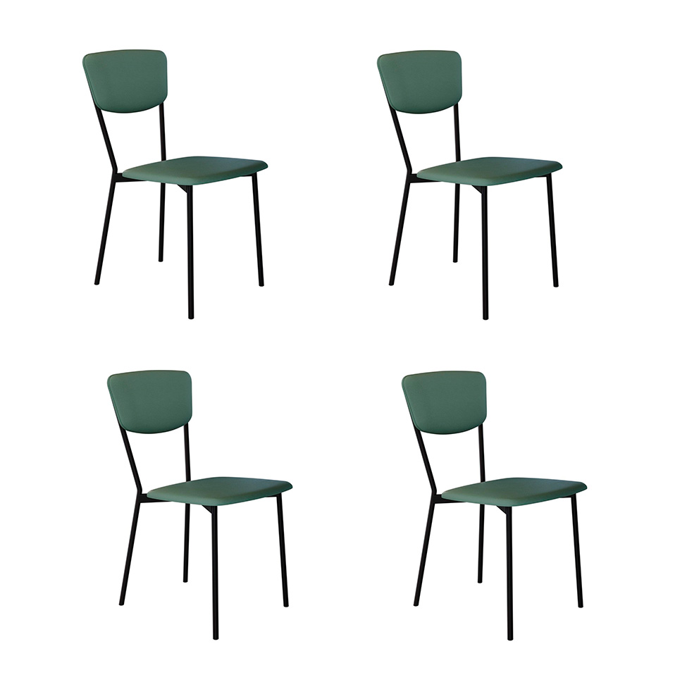Conjunto com 4 Cadeiras Retrô Revestivemento Sintético Verde e Preto