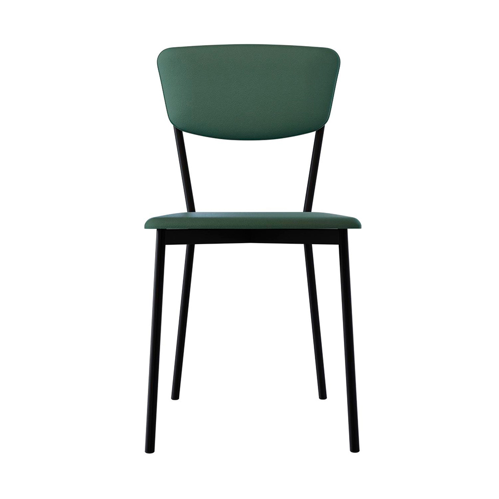 Conjunto com 4 Cadeiras Retrô Revestivemento Sintético Verde e Preto