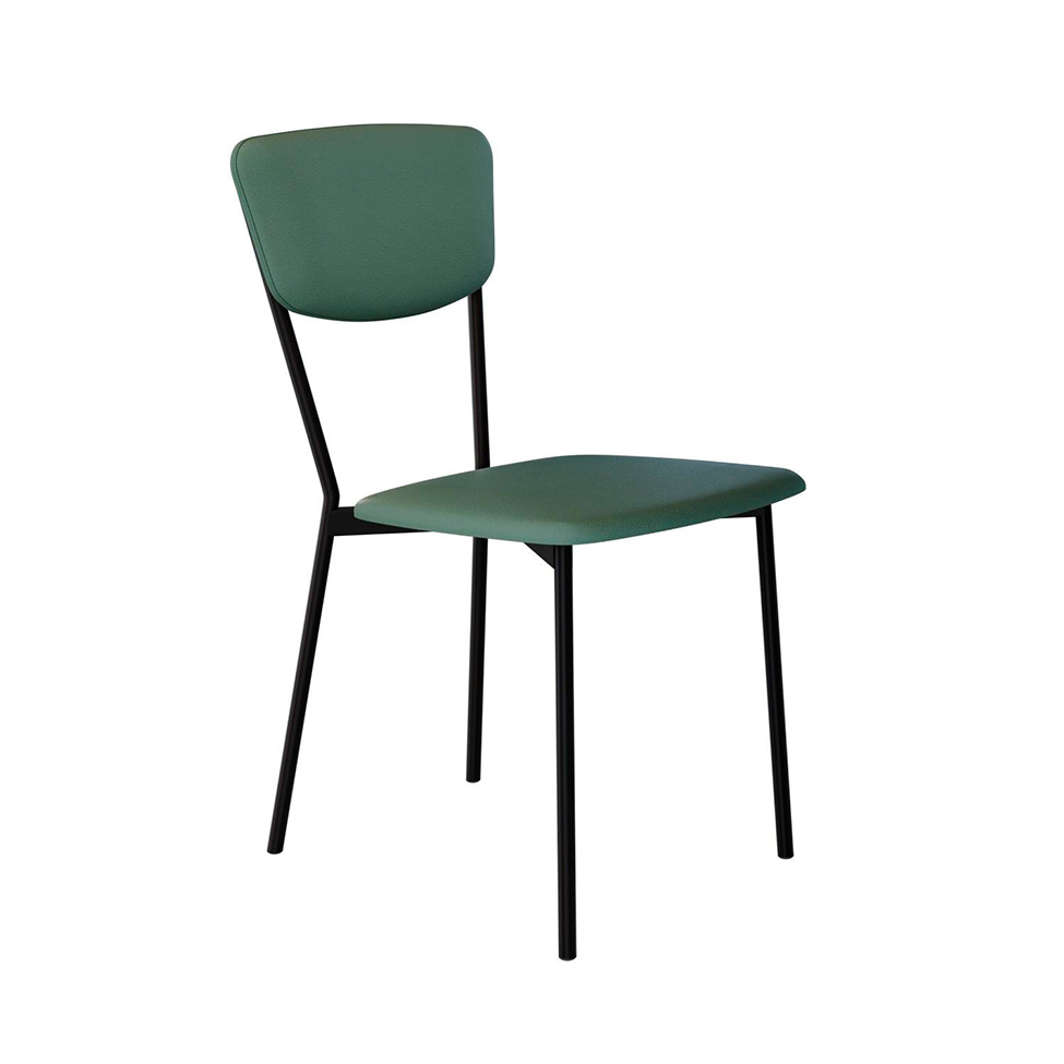 Conjunto com 4 Cadeiras Retrô Revestivemento Sintético Verde e Preto